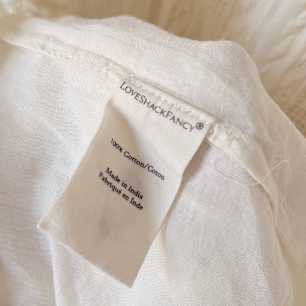 LOVESHACKFANCY STELLA MINI RUFFLE DRESS Antique White Size Large - Picture 5 of 16